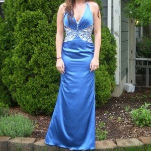 Jasz Couture Royal Blue Open Back Prom Dress